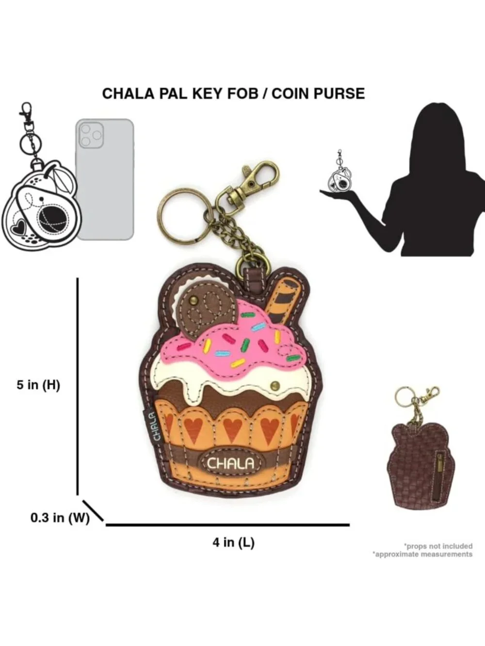 Cute Decorative Key Fob & Coin Purse Accessory - Foodie Cupcake Design